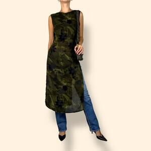 Women's Vintage Y2K Split Hem Side Tie Maxi Tank Top Size 12